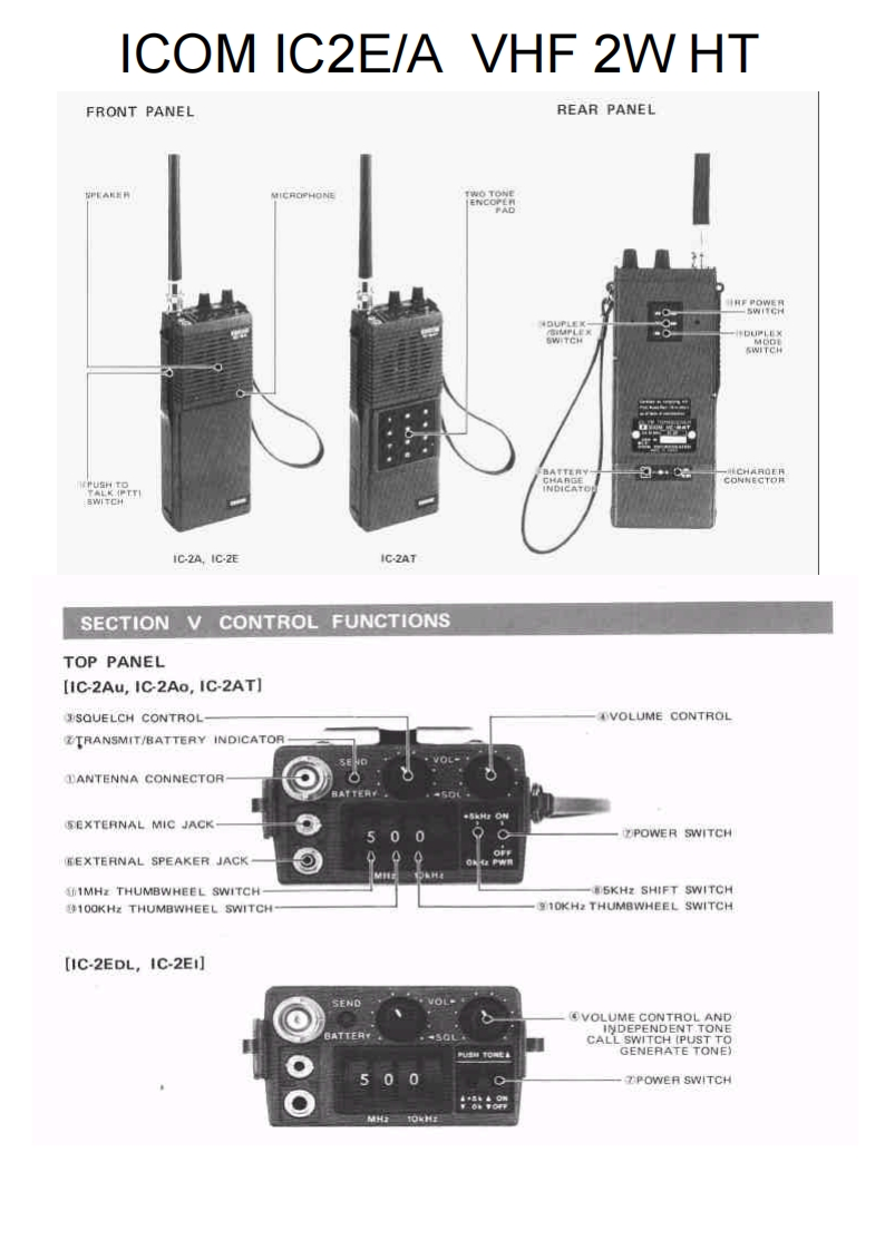 艾可慕Icom_IC-2A-IC-2E-IC-2AT(Manual操作说明书手册)