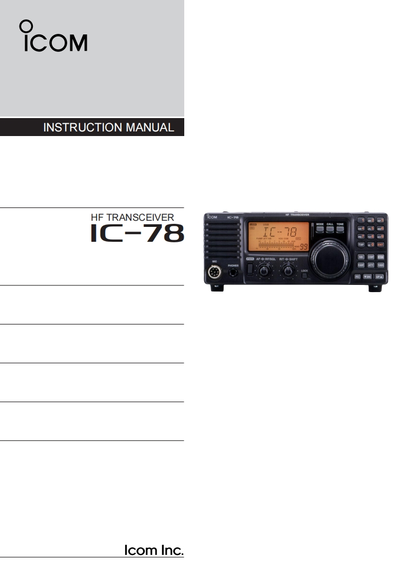 艾可慕Icom_IC-78(Manual操作说明书手册)-找手册网