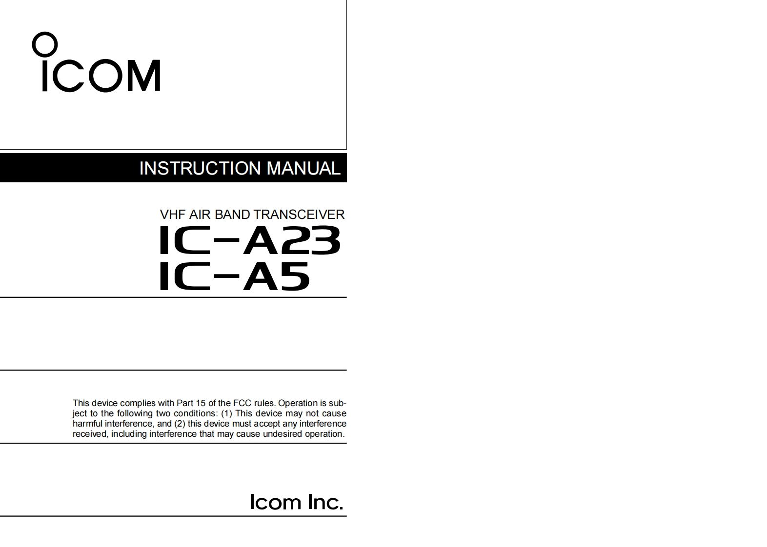 艾可慕Icom_IC-A23---IC-A5-(Instruction-Manual操作说明书手册)