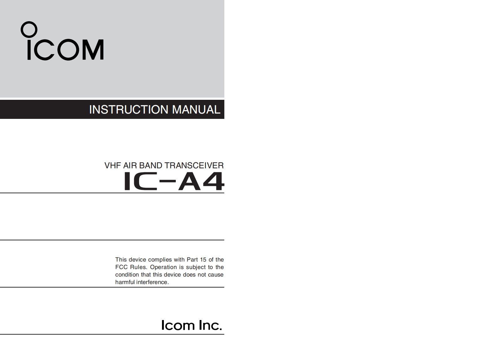 艾可慕Icom_IC-A4(InstructionManual操作说明书手册)