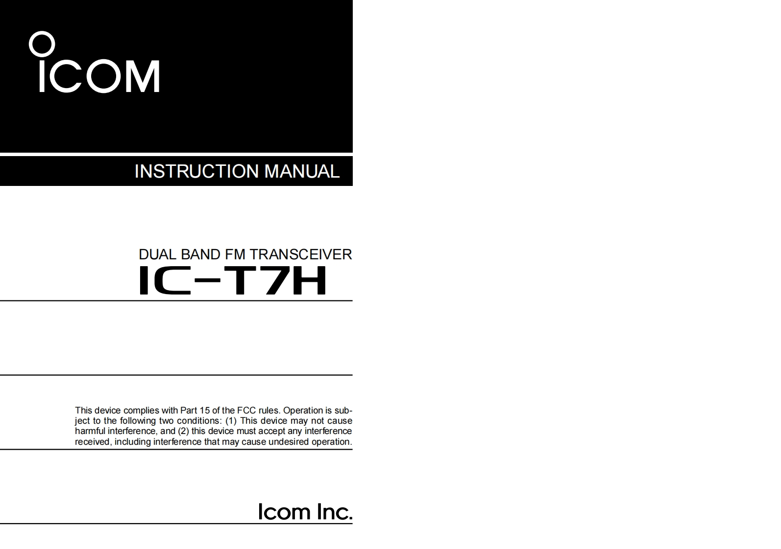 艾可慕Icom_IC-T7H(InstructionManual操作说明书手册)-找手册网