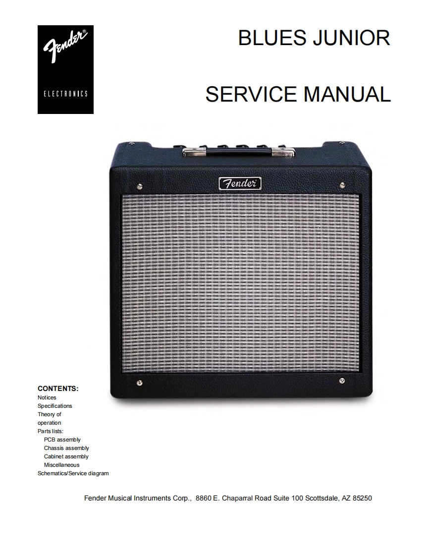 芬达Fender_blues_junior_service_manual维修手册含电器原理图