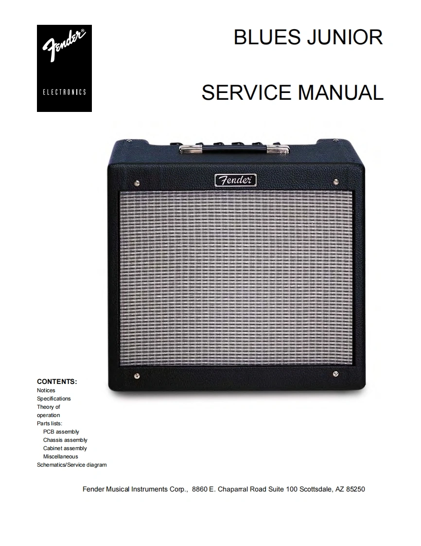芬达Fender_blues_junior_service_manual维修手册含电器原理图