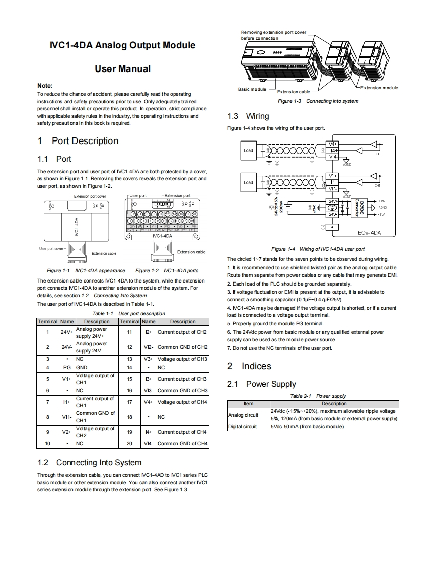 英威腾IVC1-4DA安装操作说明书手册-1