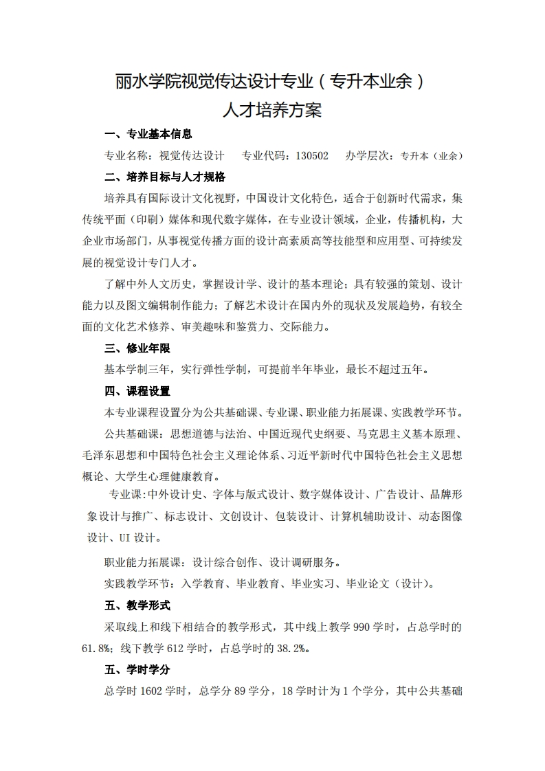 视觉传达设计专业（专升本业余）人才培养大纲