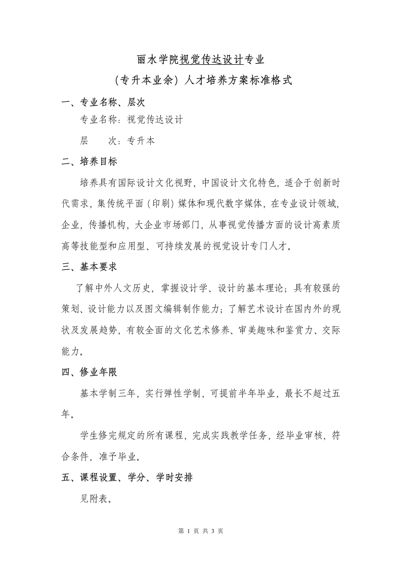 视觉传达设计（专升本业余）人才培养大纲