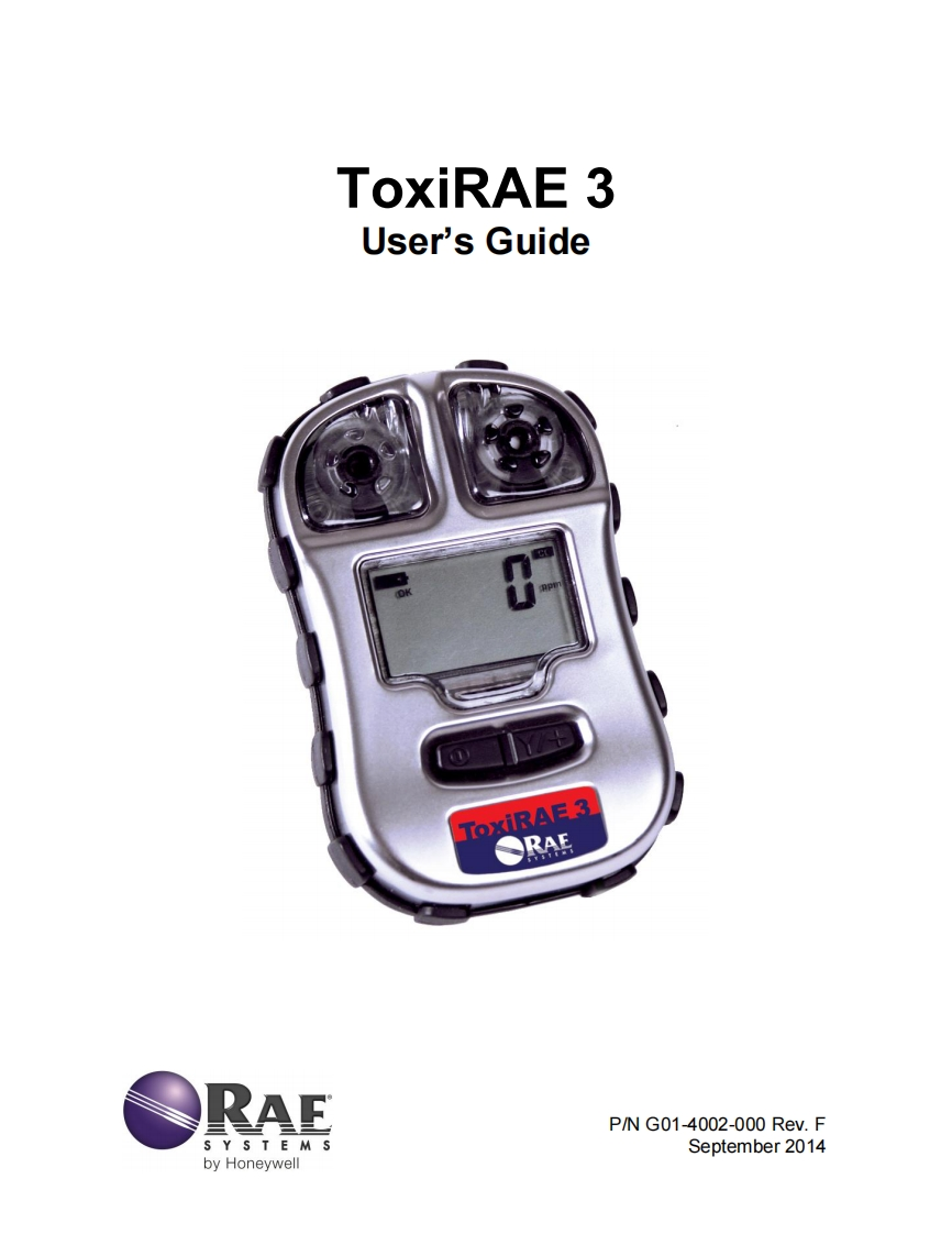 调试手册说明书指南_ToxiRAE3__RevF_English