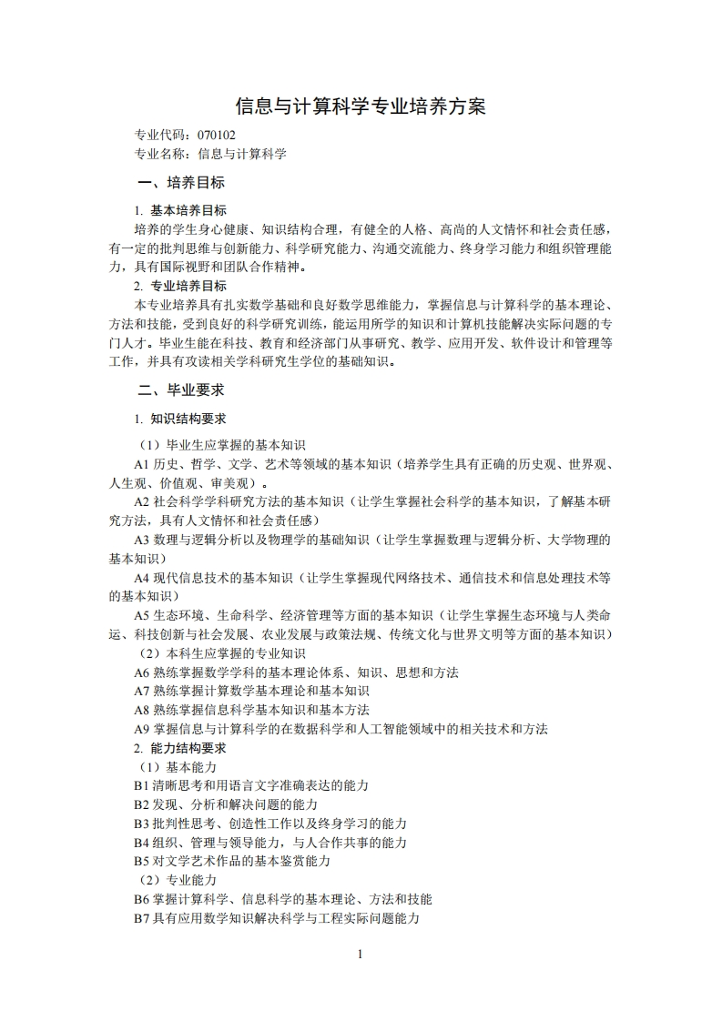 资讯与计算科学专业教学计划专业编号070102K7研讨交流、3
