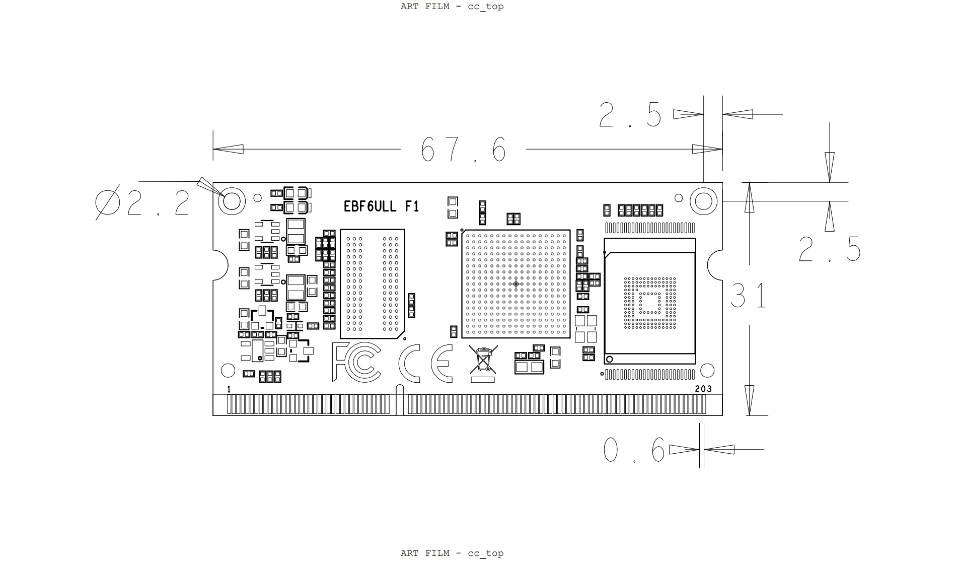 野火_EBF6ULL-F1-核心板_机械尺寸