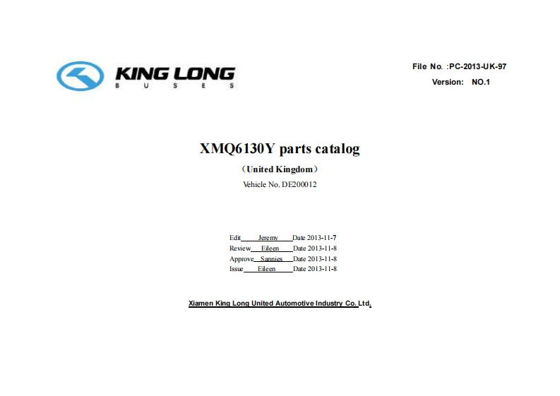 金龙客车king-long-xmq6130y零部件备件目录手册图册-找手册网