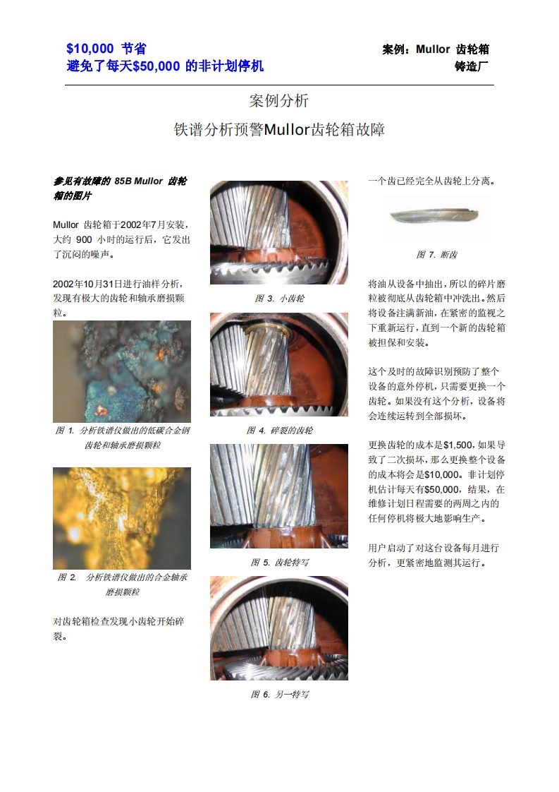 铁谱分析预警Mullor齿轮箱故障