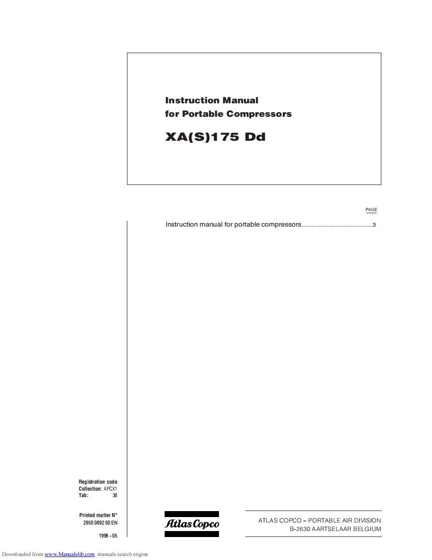 阿特拉斯XAS-175-manual