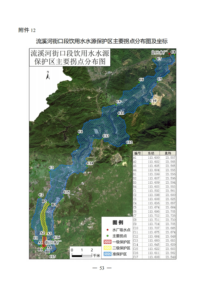附件12：流溪河街口段饮用水水源保护区主要拐点分布图及坐标现行国家强制性标准规范