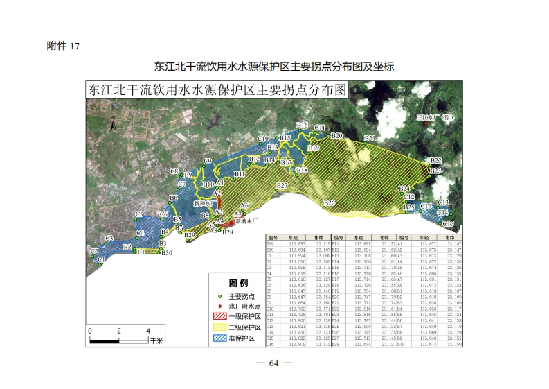 附件17：东江北干流饮用水水源保护区主要拐点分布图及坐标现行国家强制性标准规范