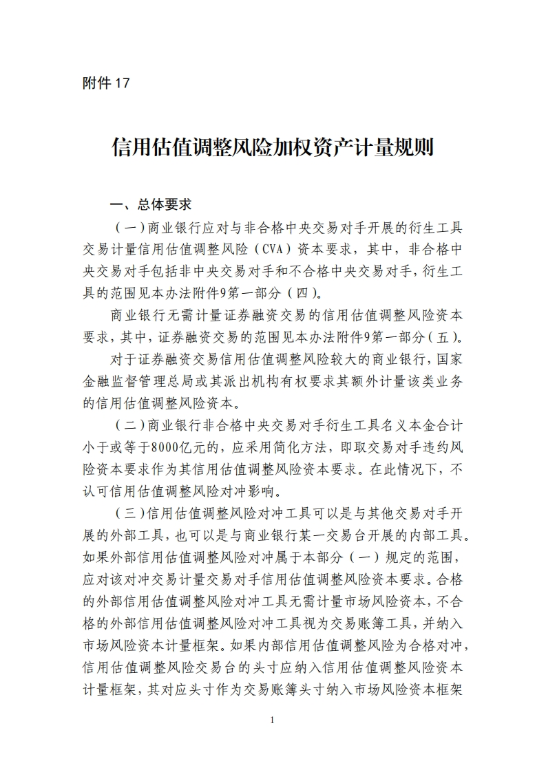 附件17：信用估值调整风险加权资产计量规则