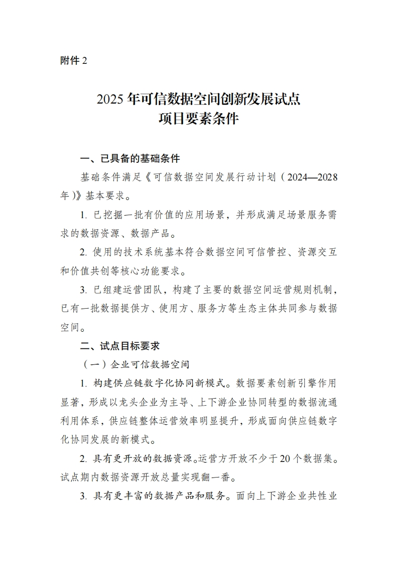 附件2.2025年可信数据空间创新发展试点项目要素条件