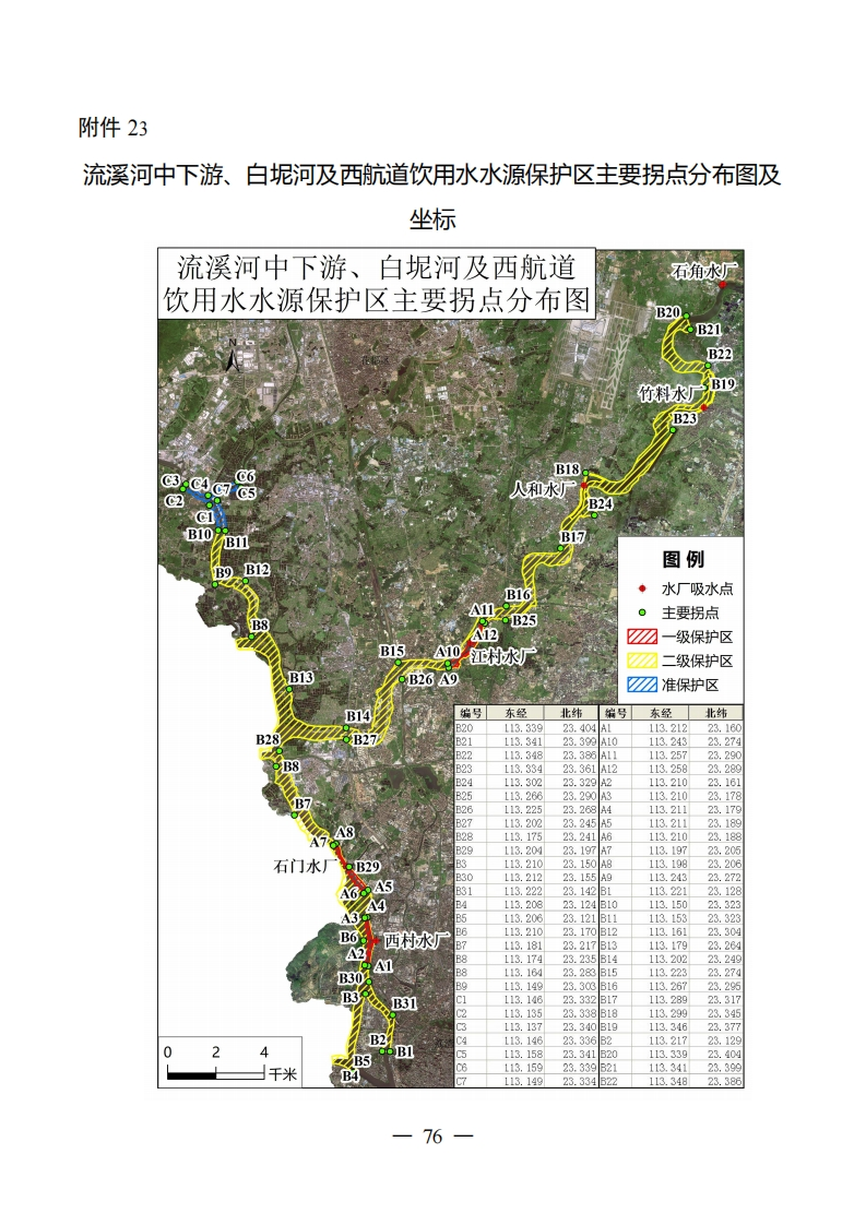 附件23：流溪河中下游、白坭河及西航道饮用水水源保护区主要拐点分布图及坐标现行国家强制性标准规范