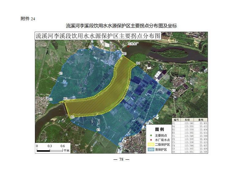 附件24：流溪河李溪段饮用水水源保护区主要拐点分布图及坐标现行国家强制性标准规范