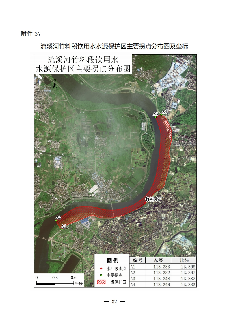 附件26：流溪河竹料段饮用水水源保护区主要拐点分布图及坐标现行国家强制性标准规范