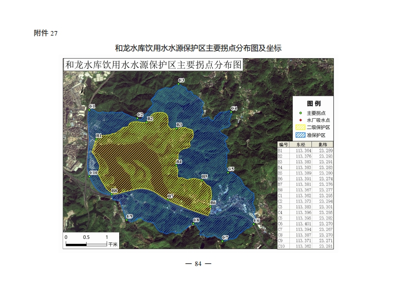 附件27：和龙水库饮用水水源保护区主要拐点分布图及坐标现行国家强制性标准规范