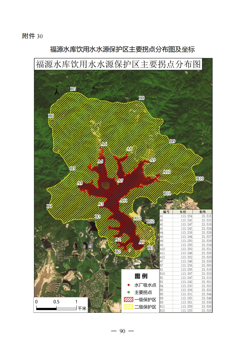 附件30：福源水库饮用水水源保护区主要拐点分布图及坐标现行国家强制性标准规范