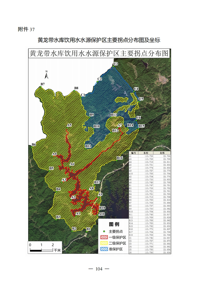 附件37：黄龙带水库饮用水水源保护区主要拐点分布图及坐标现行国家强制性标准规范