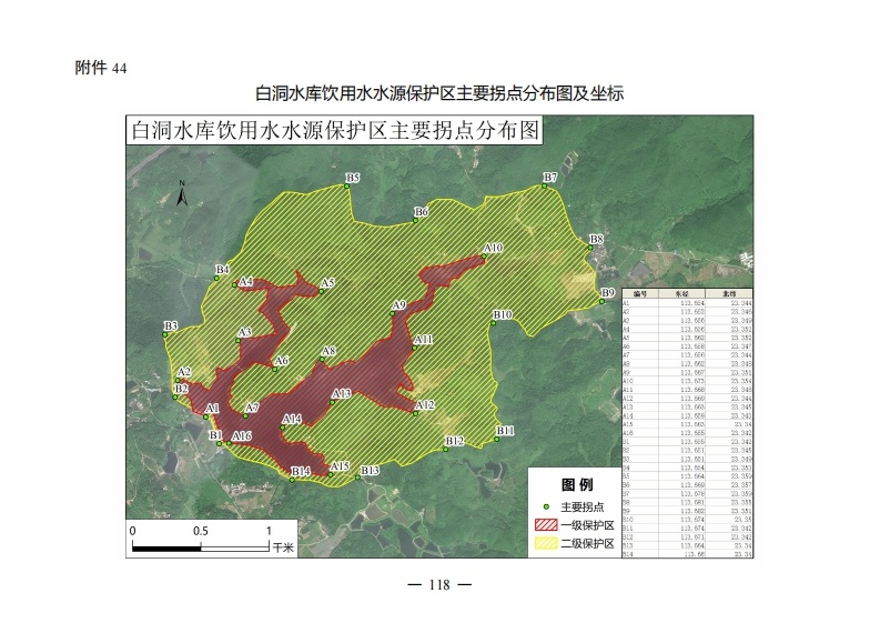 附件44：白洞水库饮用水水源保护区主要拐点分布图及坐标现行国家强制性标准规范