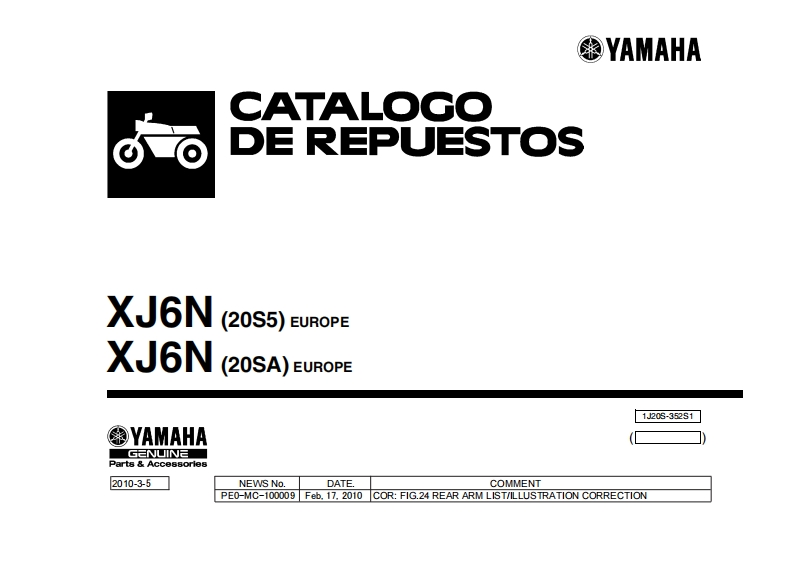 雅马哈XJ6N_2010摩托车维修零部件说明书手册