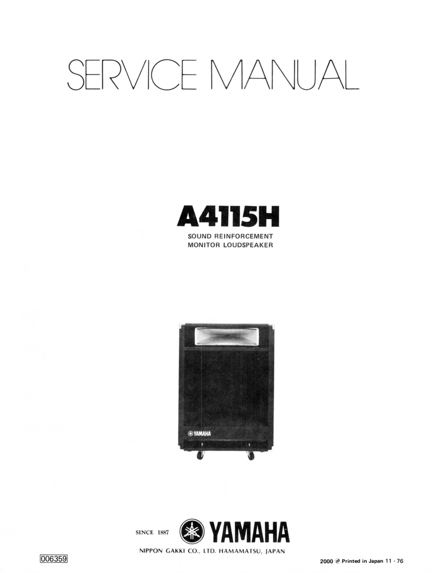 雅马哈Yamaha-A4115-Powerd-Cabinet-Service-Manual维修服务手册说明书含电器原理图