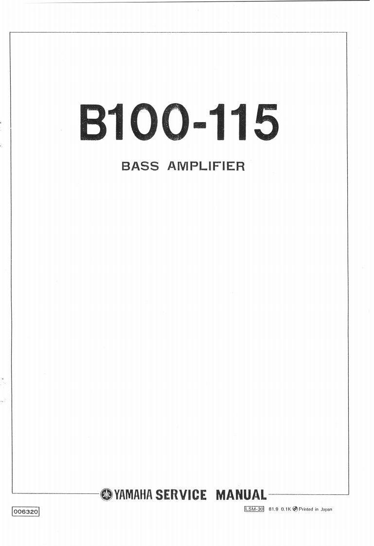 雅马哈Yamaha-B100-115-Bass-Amp-Service-Manual维修服务手册说明书含电器原理图