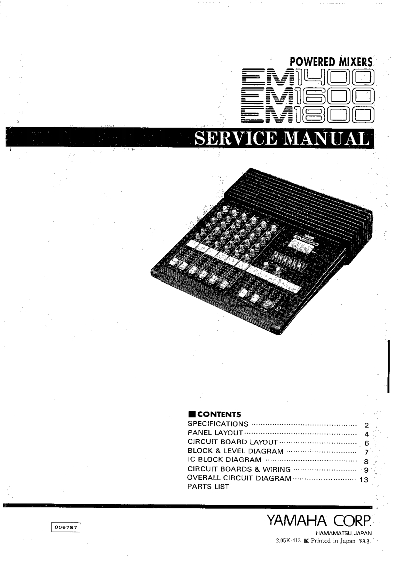 雅马哈Yamaha-EM-1400--1600--1800-Service-Manual维修服务手册说明书含电器原理图