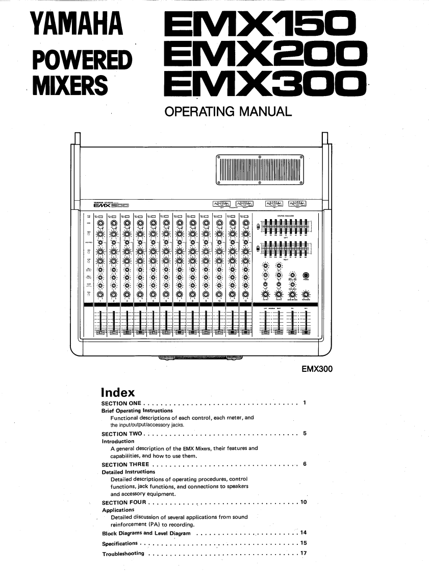 雅马哈Yamaha-EMX-150--200--300-Powered-Mixer-Operating-Manual操作说明书手册-找手册网