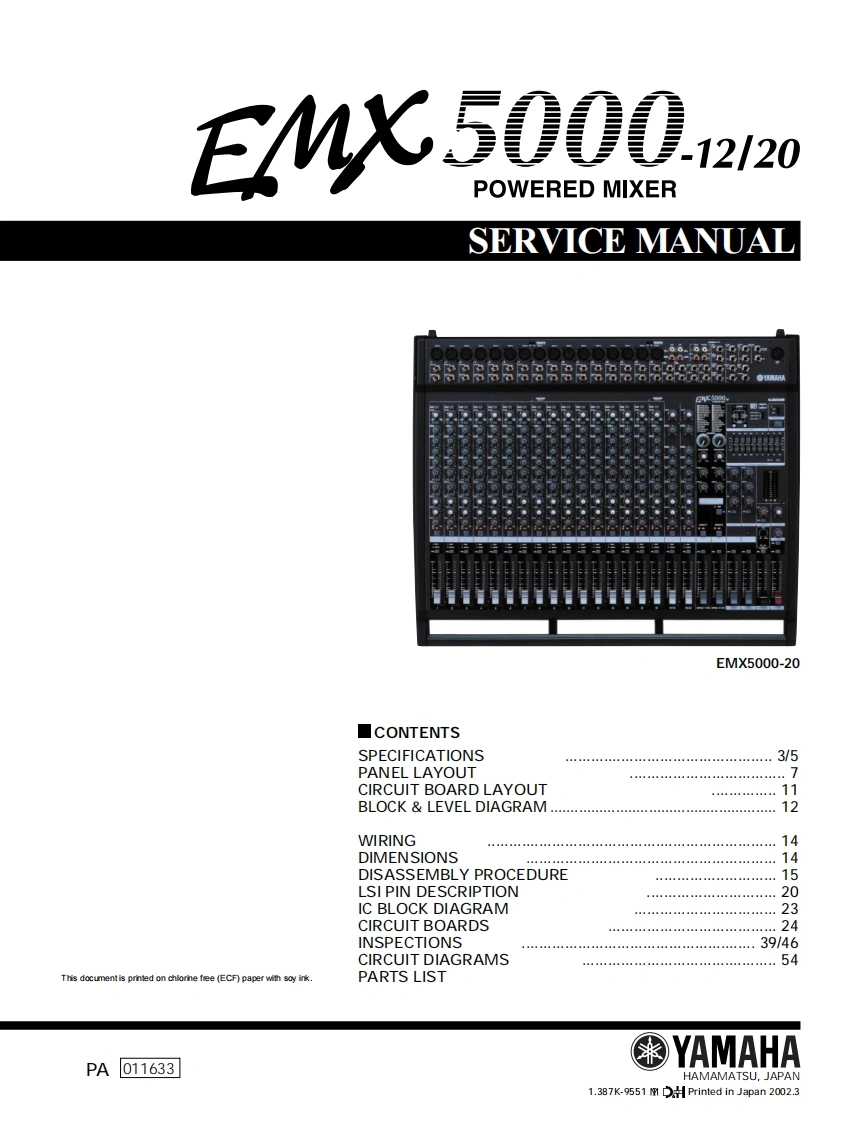 雅马哈Yamaha-EMX-5000-Service-Manual维修服务手册说明书含电器原理图