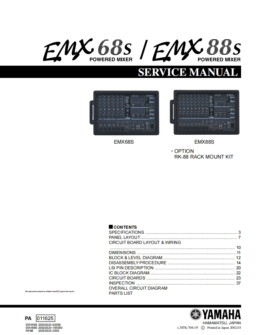 雅马哈Yamaha-EMX-68S--88S-Service-Manual维修服务手册说明书含电器原理图