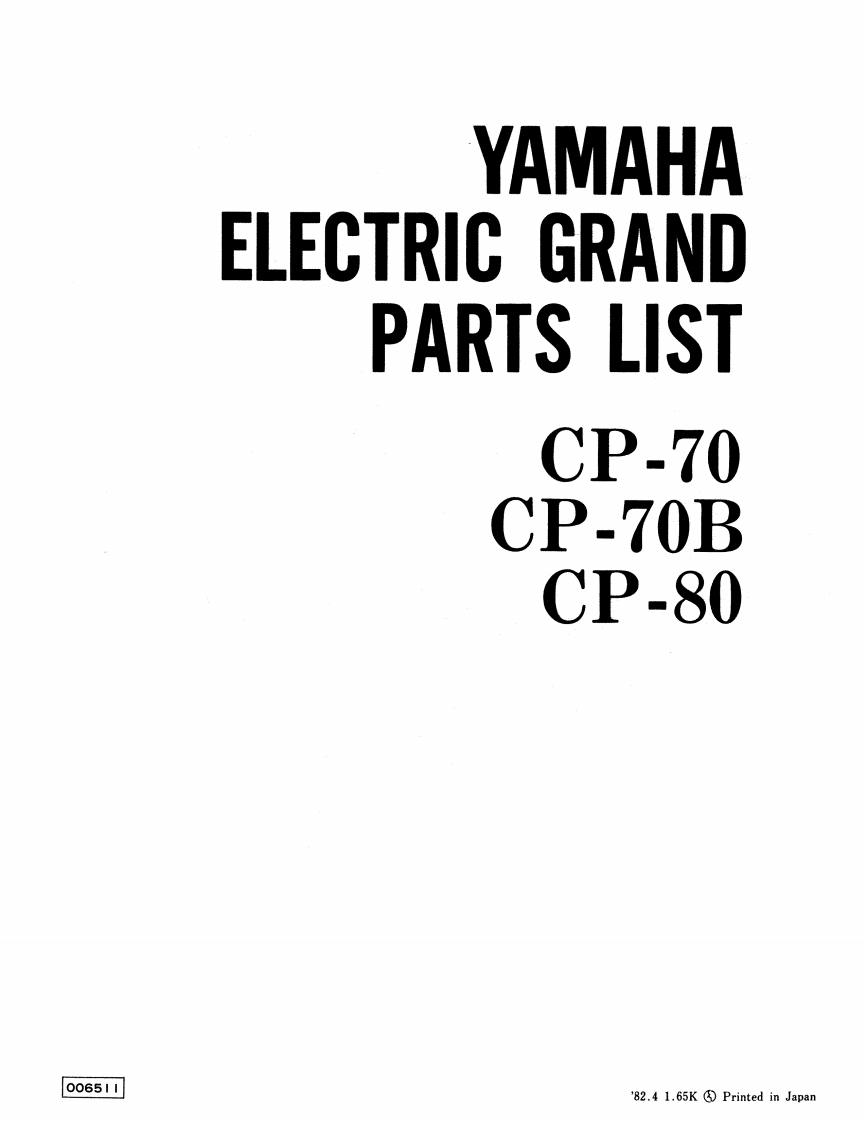 雅马哈Yamaha-Electric-Grand-Parts-List-for-CP-70-CP-70B-CP-80SERVICE-MANUAL维修手册电器原理图