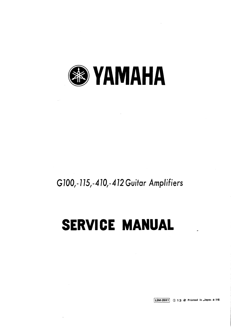雅马哈Yamaha-G100-115--410--412-Service-Manual维修服务手册说明书含电器原理图