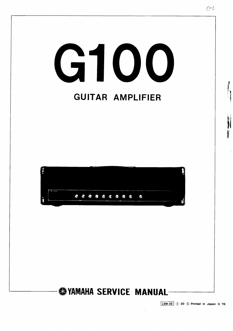 雅马哈Yamaha-G100-Service-Manual维修服务手册说明书含电器原理图