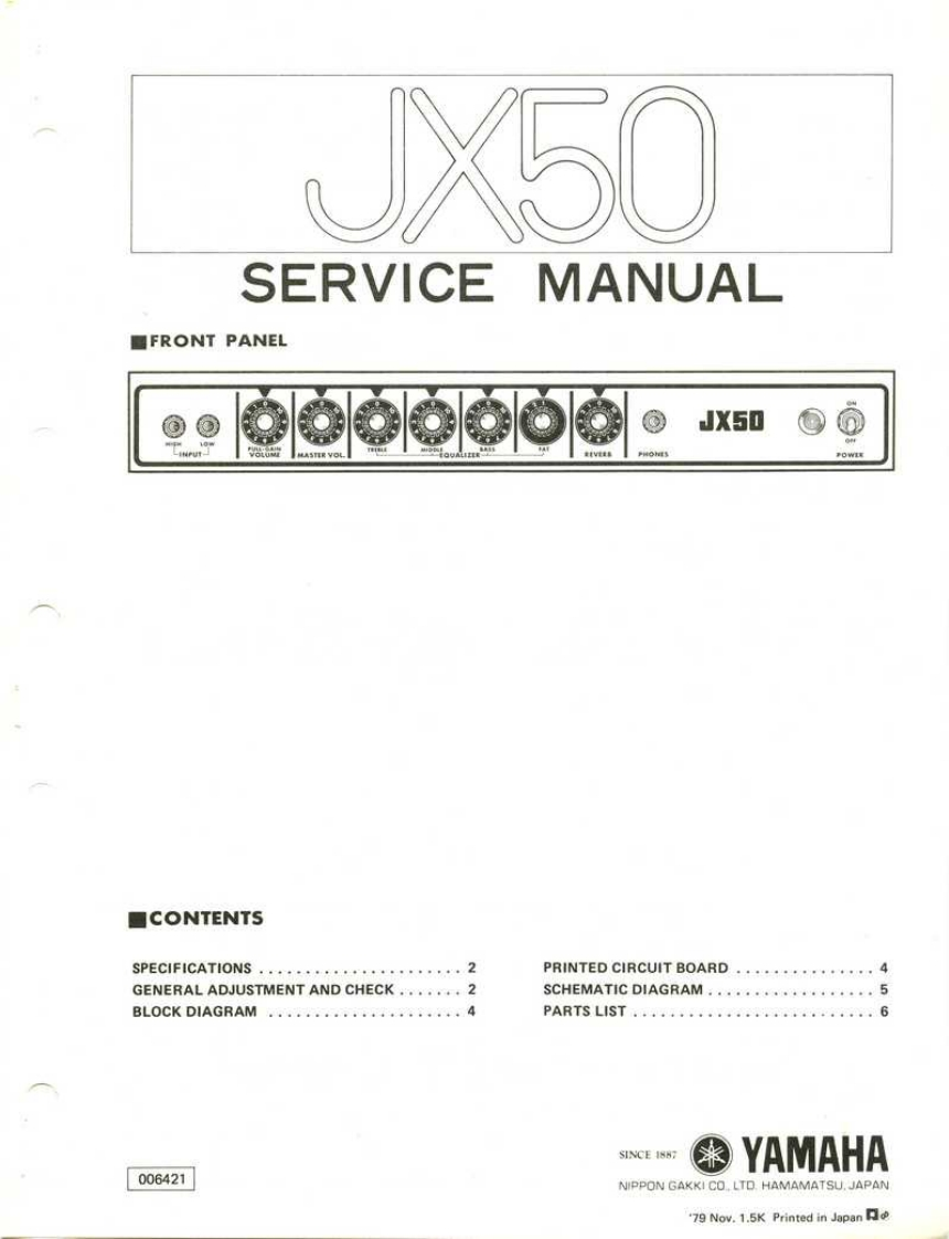 雅马哈Yamaha-JX50-Service-Manual维修服务手册说明书含电器原理图