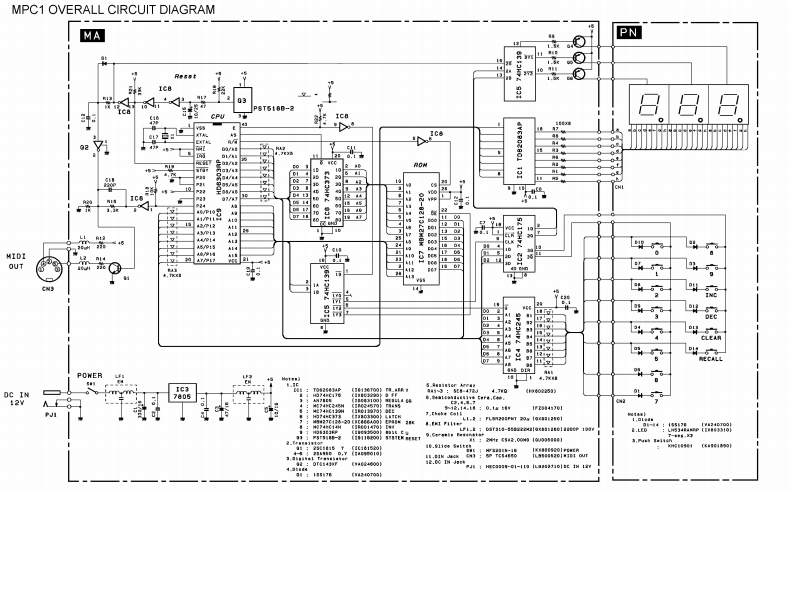 雅马哈Yamaha-MPC1-Midi-Program-Controller-Schematic电器原理图-找手册网