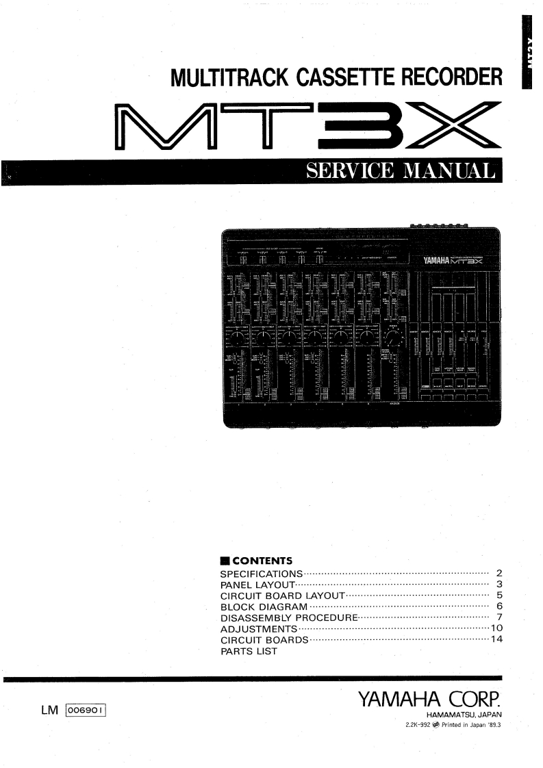 雅马哈Yamaha-MT3X-Cassette-Recorder-Service-Manual维修服务手册说明书含电器原理图