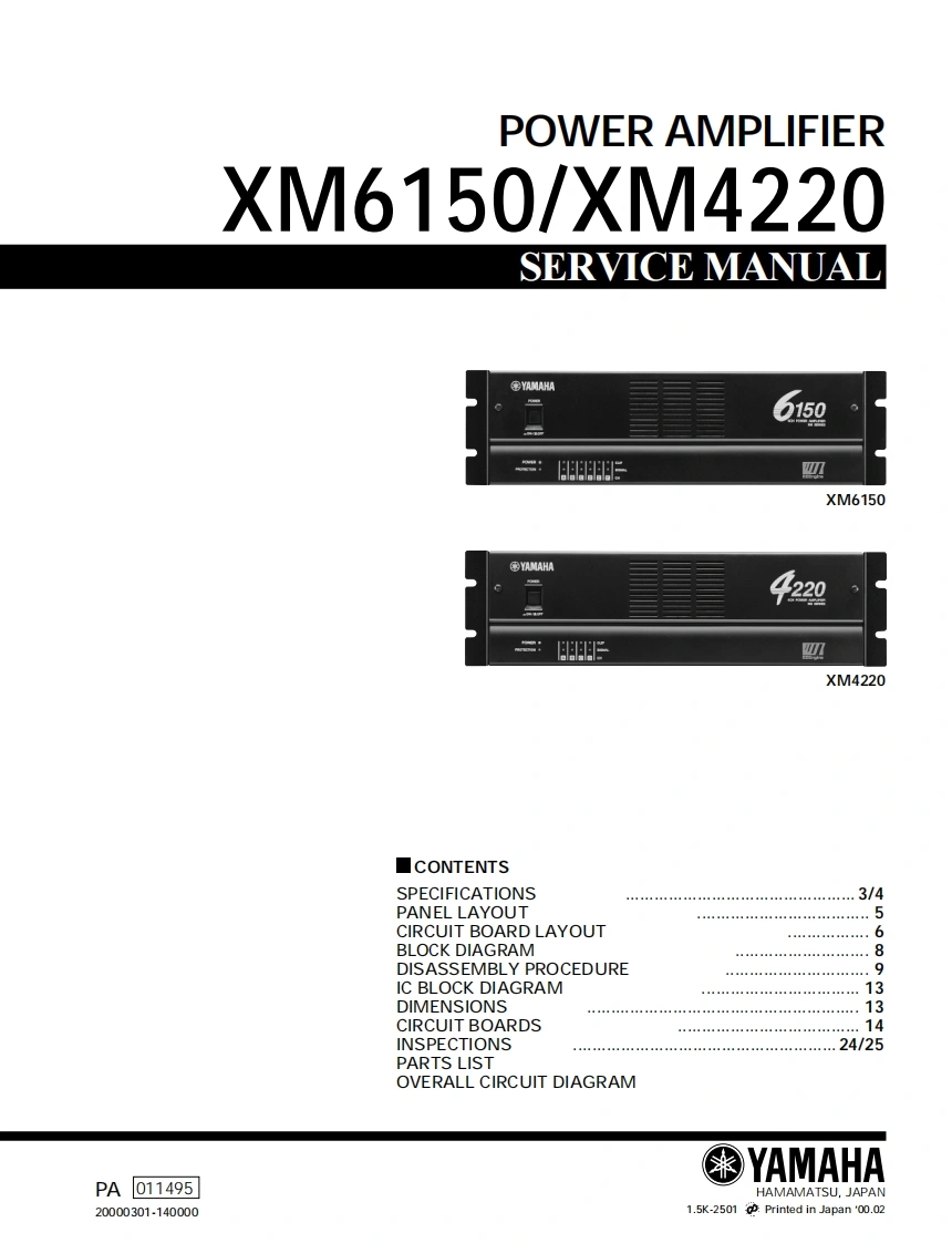 雅马哈Yamaha-XM4220--XM6150-Power-Amp-Service-Manual维修服务手册说明书含电器原理图-找手册网
