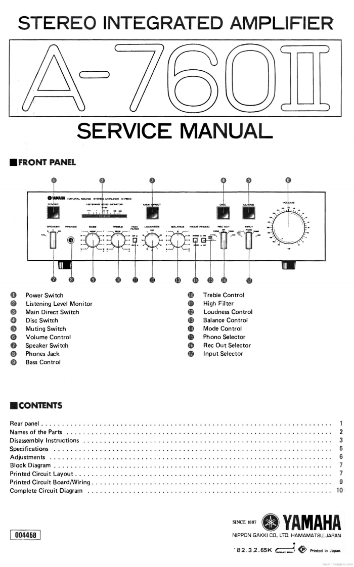 雅马哈yamaha_a-760_ii_service维修服务手册含电器原理图_en_low_res