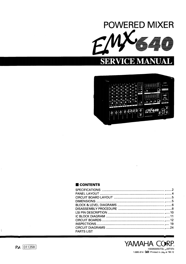 雅马哈yamaha_emx-640SERVICE-MANUAL维修手册电器原理图-找手册网