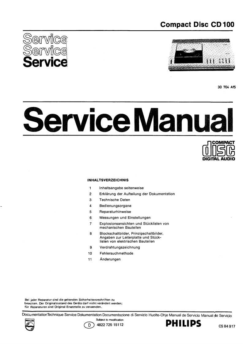 飞利浦CD100_compressed维修手册电器原理图