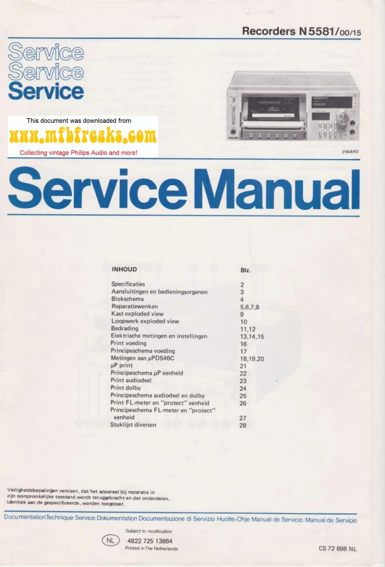 飞利浦Service_Manual_N5581维修手册含电器原理图