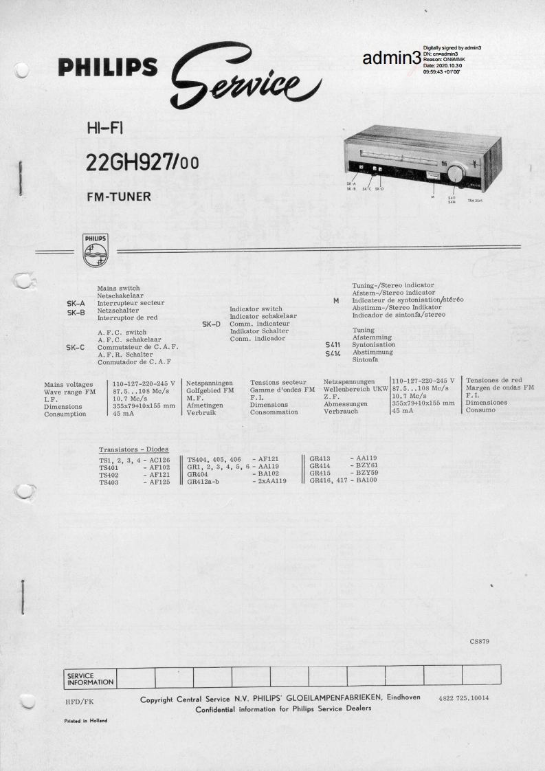 飞利浦philips-22gh927s维修手册电器原理图