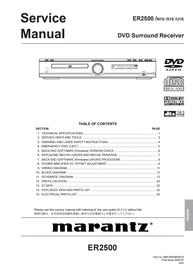 马兰士ER2500-Service-Manual维修操作说明书手册