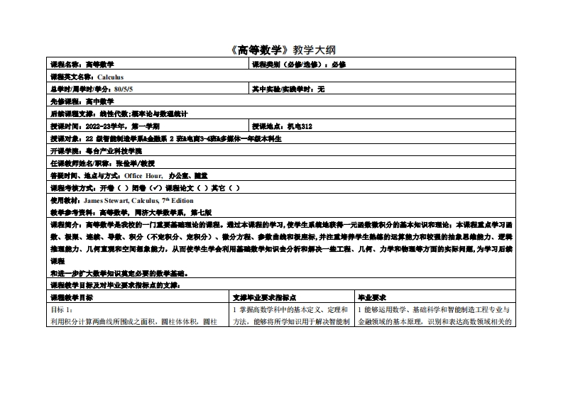 高等数学2-张佺举-22智能电商多媒体教学大纲