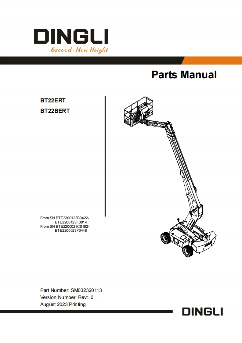 鼎力BT22ERT_BERT-SM032320113_Rev1.0-Parts_Manual含液压原理图