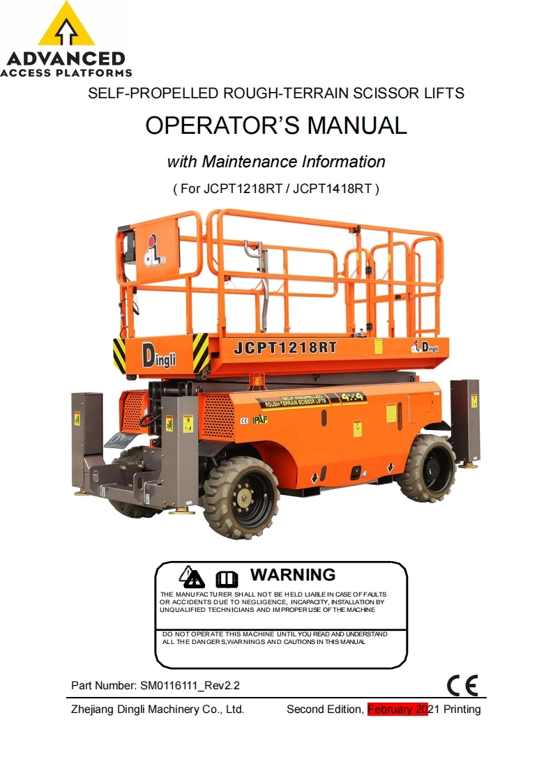 鼎力Dingli-Operation-Manual-1418RT说明书含电器液压原理图